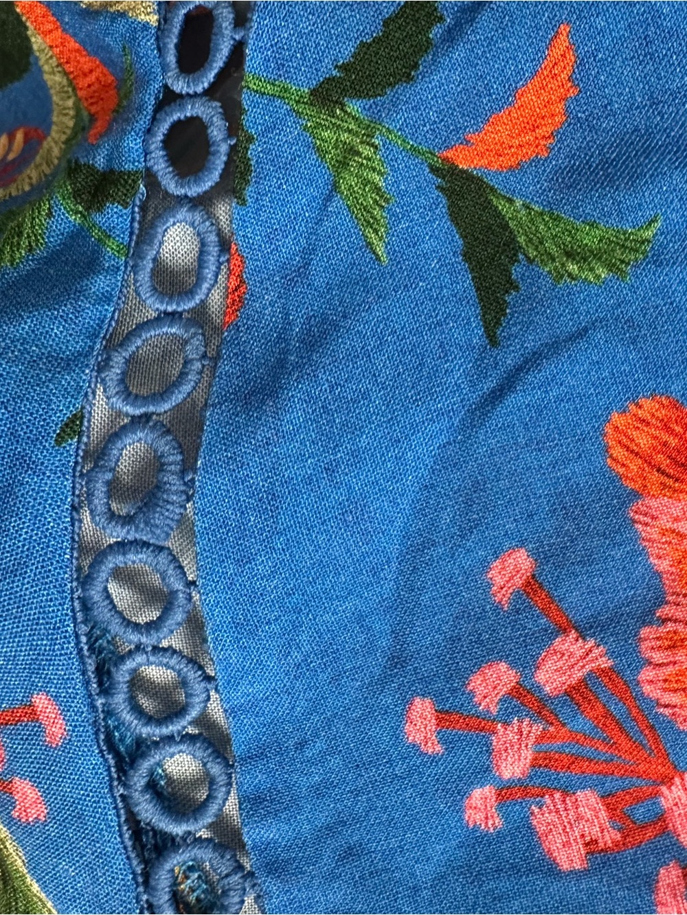 Anthropologie Blue Floral Off-Shoulder Camisole - Picture 9 of 11